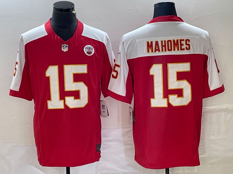 Men Kansas City Chiefs #15 Mahomes Red 2023 Nike Vapor Limited NFL Jersey style 2